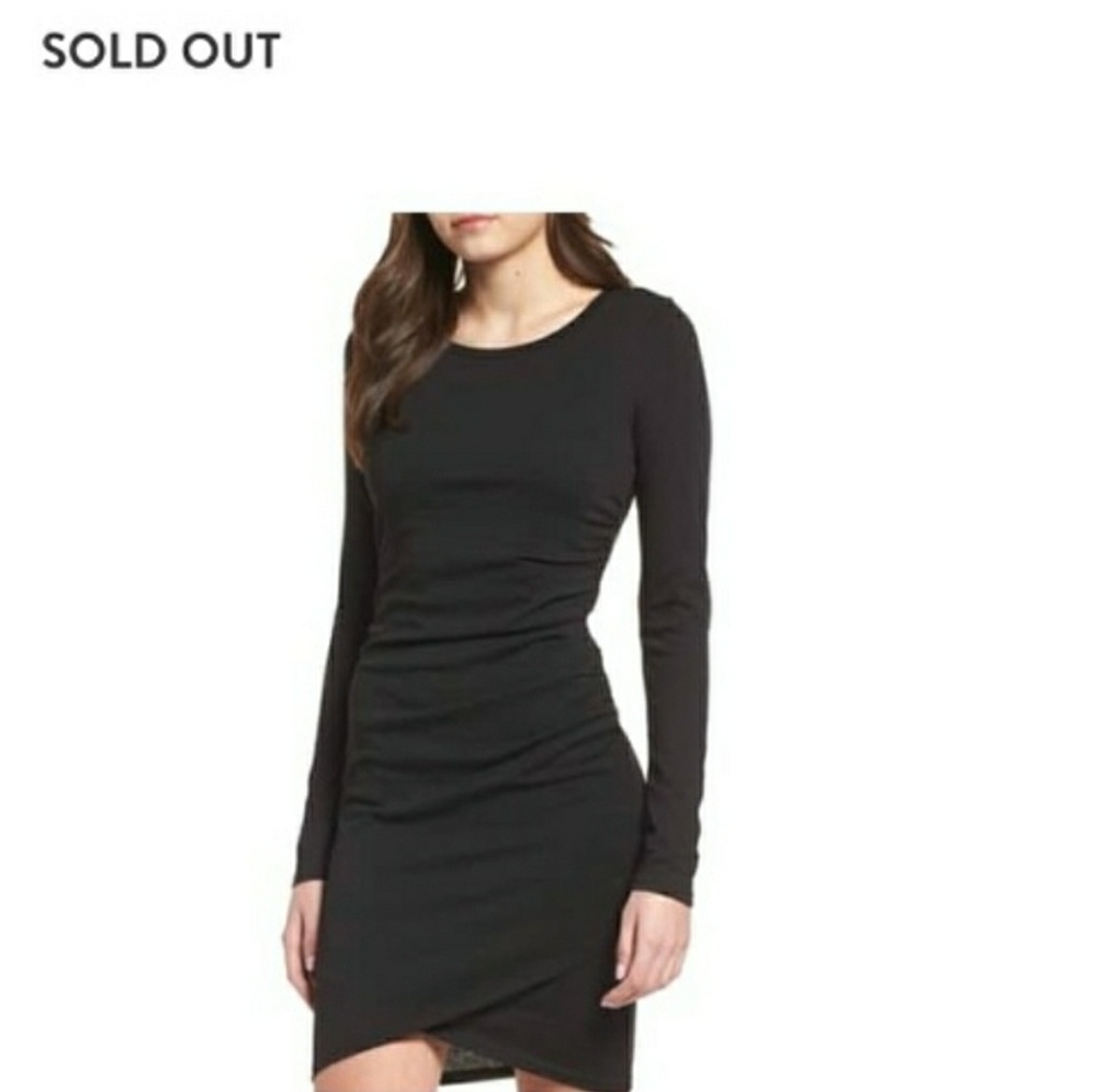 Leith Ruched Faux Wrap Dress